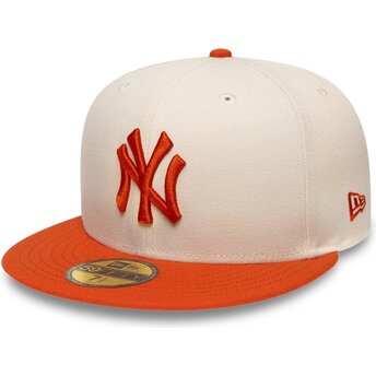 Casquette plate beige et orange ajustée avec logo orange 59FIFTY League Essential New York Yankees MLB New Era