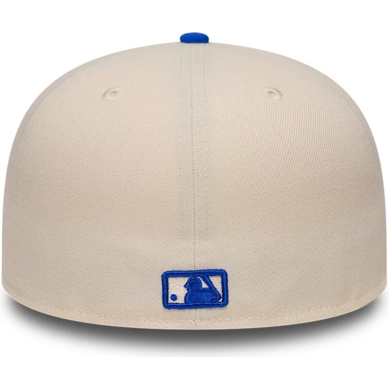casquette-plate-beige-et-bleue-ajustee-avec-logo-bleu-59fifty-league-essential-new-york-yankees-mlb-new-era