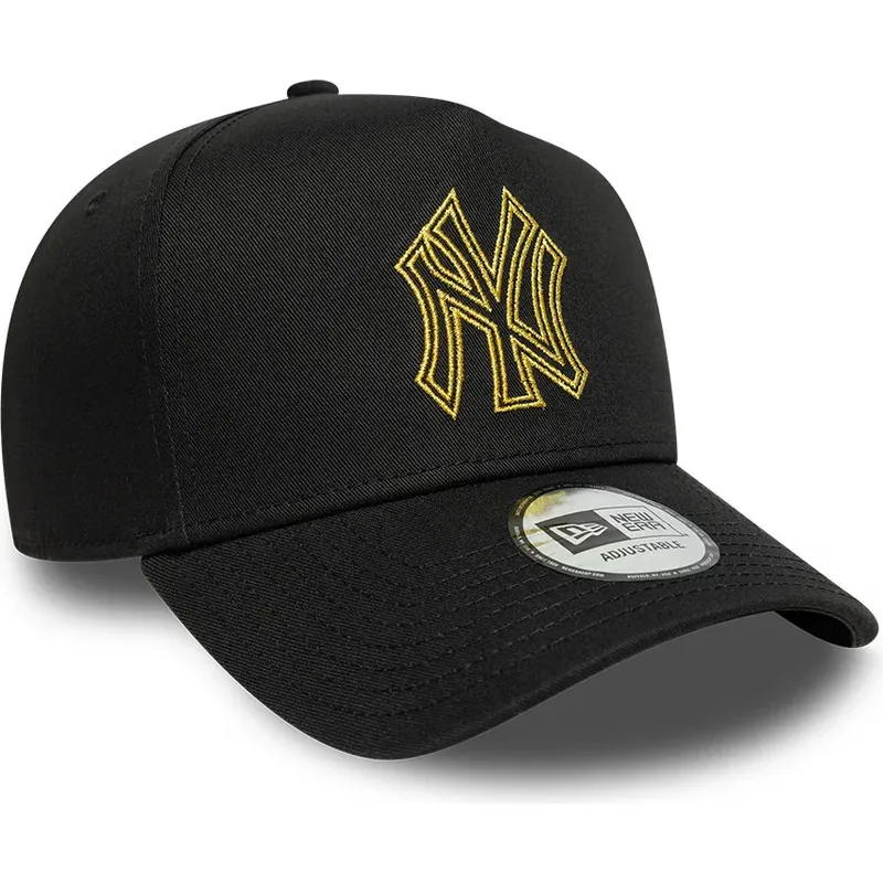 casquette-courbee-noire-snapback-avec-logo-dore-e-frame-metallic-outline-new-york-yankees-mlb-new-era casquette-courbee-noire-snapback-avec-logo-dore-e-frame-metallic-outline-new-york-yankees-mlb-new-era