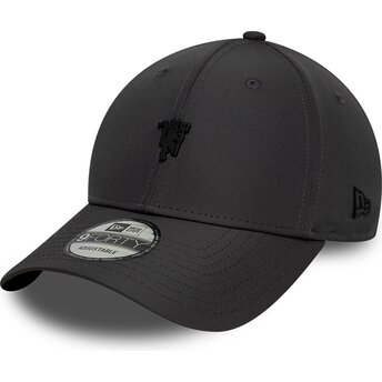 Casquette courbée grise foncé ajustable avec logo noir 9FORTY Metal Manchester United Football Club Premier League New Era