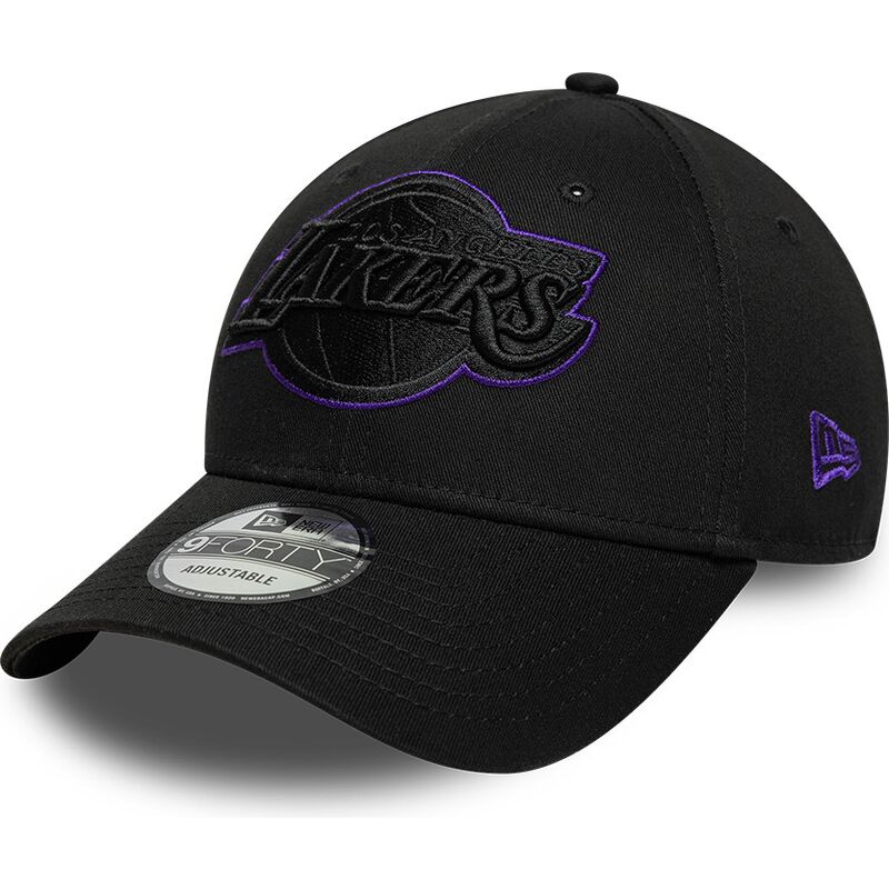 casquette-courbee-noire-ajustable-avec-logo-violet-9forty-outline-los-angeles-lakers-nba-new-era