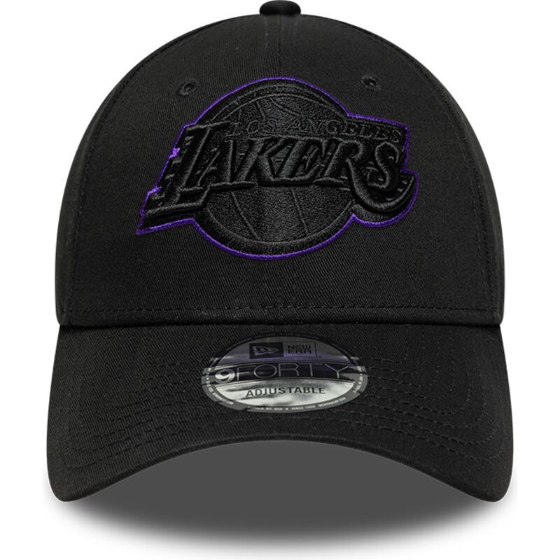 casquette-courbee-noire-ajustable-avec-logo-violet-9forty-outline-los-angeles-lakers-nba-new-era