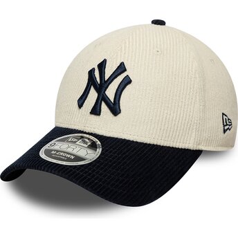 Casquette courbée beige et bleue marine ajustable avec logo bleu marine 9FORTY M-Crown Cord New York Yankees MLB New Era