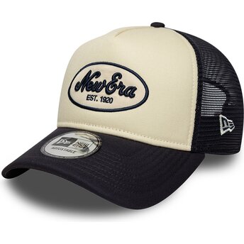 Casquette trucker bleue marine et beige A Frame Oval Foam...