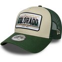 casquette-trucker-verte-et-beige-a-frame-license-plate-colorado-new-era
