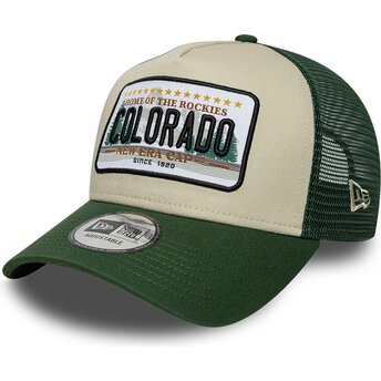 Casquette trucker verte et beige A Frame License Plate...