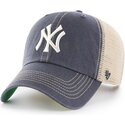 casquette-trucker-grise-et-beige-clean-up-trawler-vintage-navy-new-york-yankees-mlb-47-brand