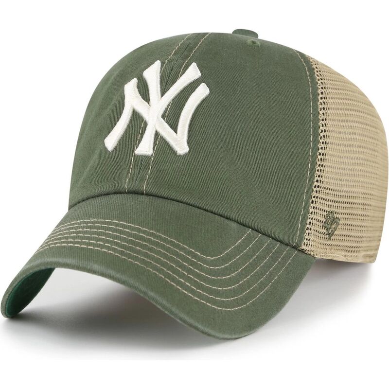casquette-trucker-verte-et-beige-clean-up-trawler-new-york-yankees-mlb-47-brand casquette-trucker-verte-et-beige-clean-up-trawler-new-york-yankees-mlb-47-brand