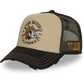 Casquette trucker beige et noire CREW37 Von Dutch
