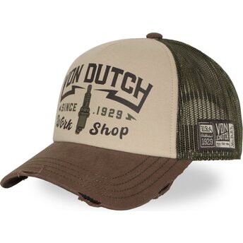 Casquette trucker marron et verte CREW40 Von Dutch