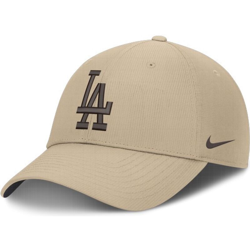 casquette-courbee-beige-ajustable-avec-logo-marron-club-structured-uv-poly-ripstop-los-angeles-dodgers-mlb-nike