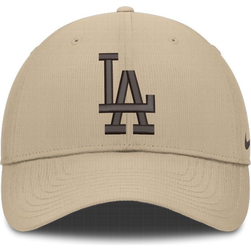 casquette-courbee-beige-ajustable-avec-logo-marron-club-structured-uv-poly-ripstop-los-angeles-dodgers-mlb-nike