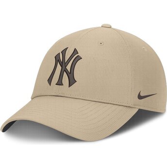 Casquette courbée beige ajustable avec logo marron Club Structured Uv Poly Ripstop New York Yankees MLB Nike