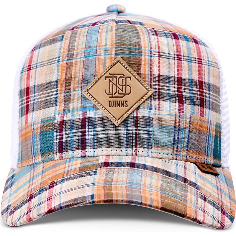 casquette-trucker-multicolore-hft-patch-check-turquoise-djinns