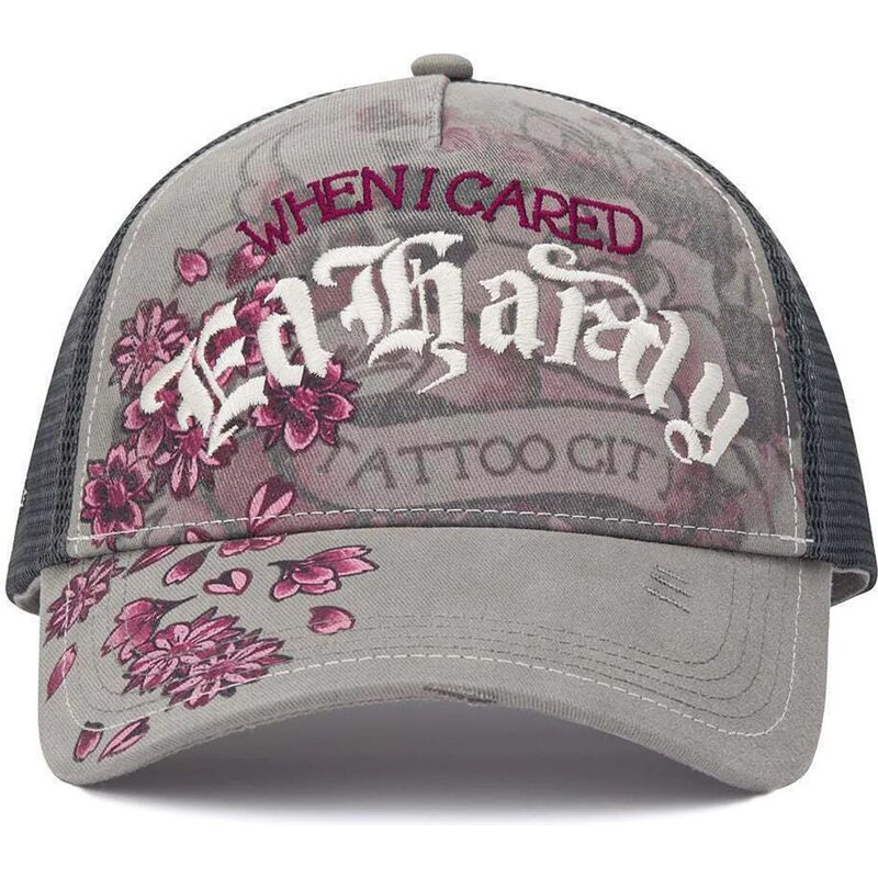 casquette-trucker-grise-floral-tattoo-city-vintage-wash-ed-hardy casquette-trucker-grise-floral-tattoo-city-vintage-wash-ed-hardy
