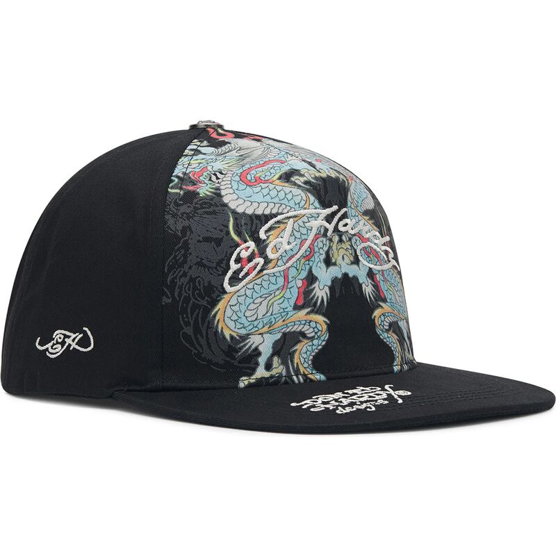 casquette-plate-noire-snapback-battle-dragon-ed-hardy