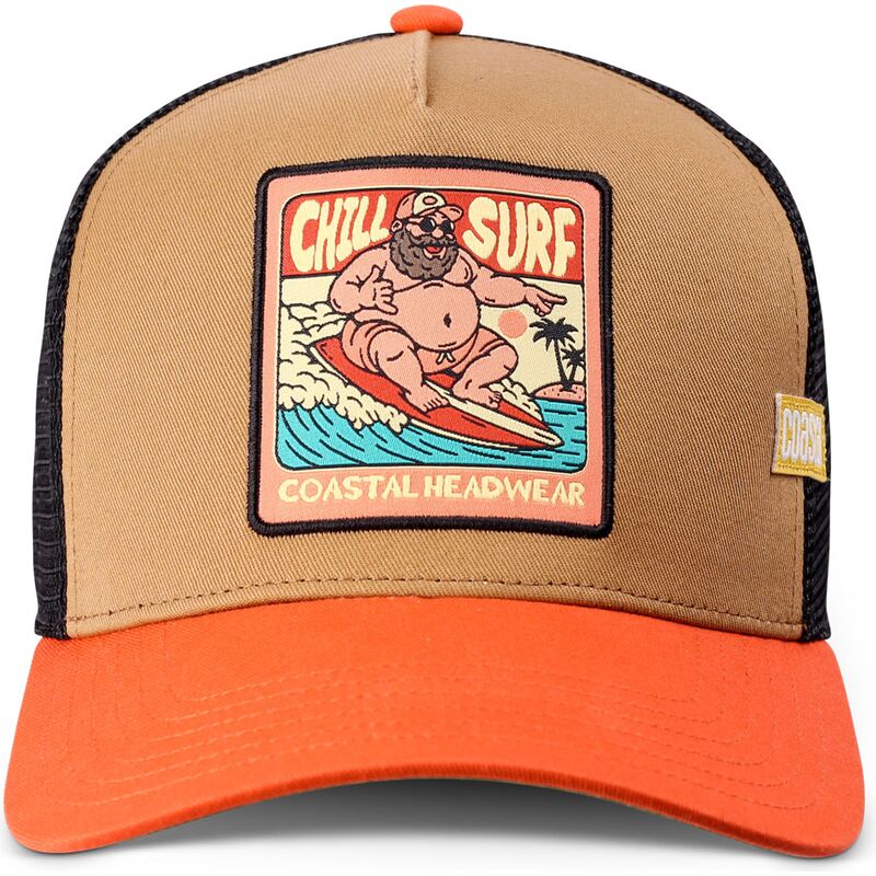 casquette-trucker-marron-et-orange-hft-chill-surf-coastal