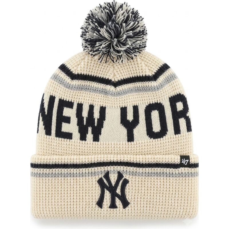 bonnet-avec-pompom-creme-quattrle-cuff-knit-new-york-yankees-mlb-47-brand