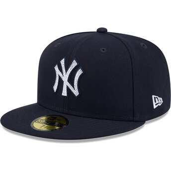 Casquette plate bleue marine ajustée 59FIFTY Rhinestone Badge New York Yankees MLB New Era