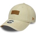 casquette-courbee-beige-ajustable-avec-logo-marron-9twenty-denim-new-york-yankees-mlb-new-era