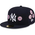 casquette-plate-bleue-marine-ajustee-59fifty-spike-lee-patches-new-york-yankees-mlb-new-era