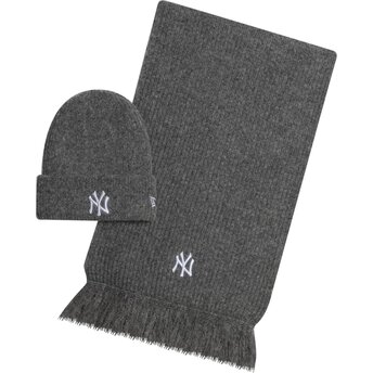 Bonnet et foulard gris Knit Set New York Yankees MLB New Era