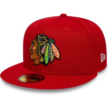 Casquette plate rouge ajustée 59FIFTY Basic Chicago Blackhawks NHL New Era