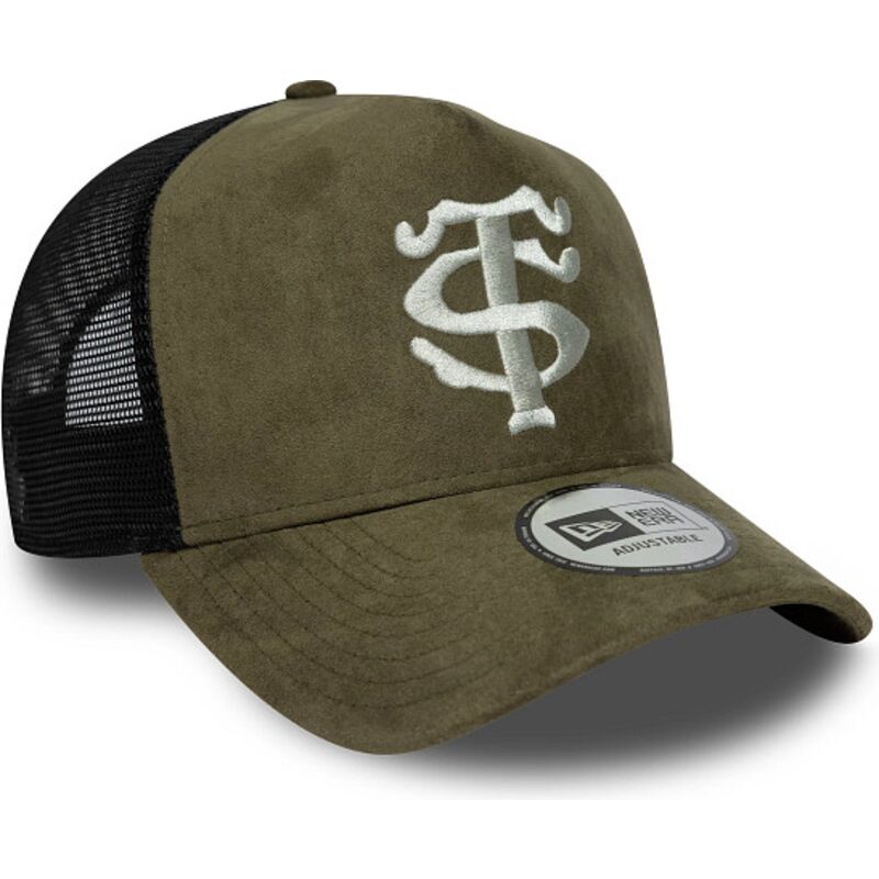 casquette-trucker-verte-et-noire-e-frame-faux-suede-stade-toulousain-top-14-new-era