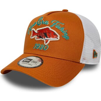 Casquette trucker orange et blanche A Frame Fishing New Era