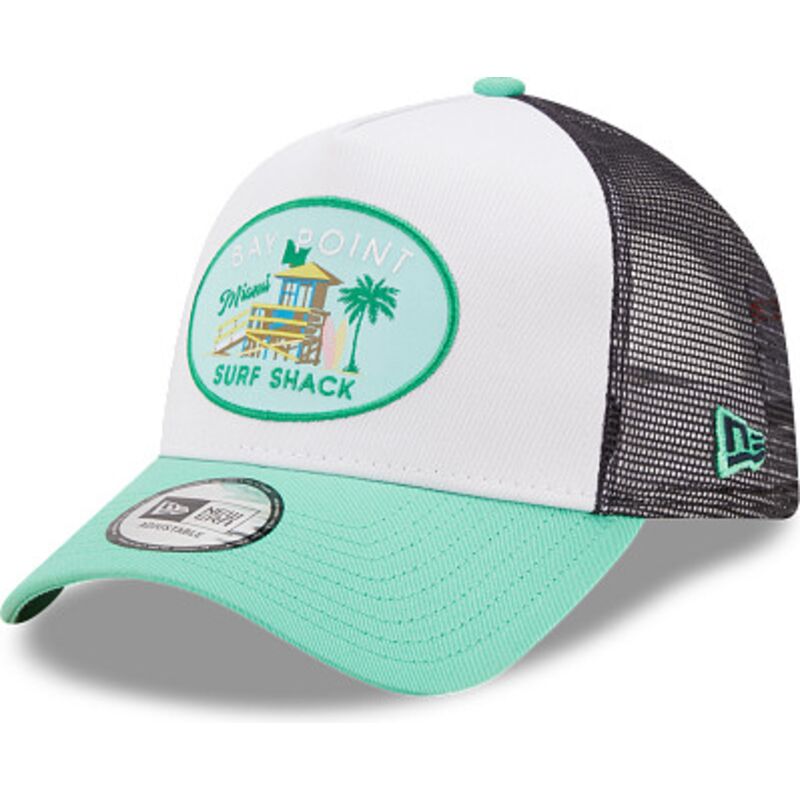 casquette-trucker-verte-et-blanche-a-frame-location-miami-new-era