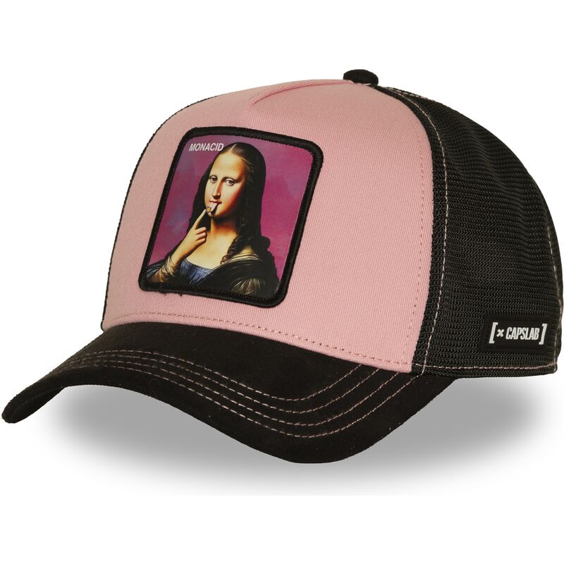 casquette-trucker-rose-et-noire-mona-lisa-acid-art1-mona-monacid-famous-capslab