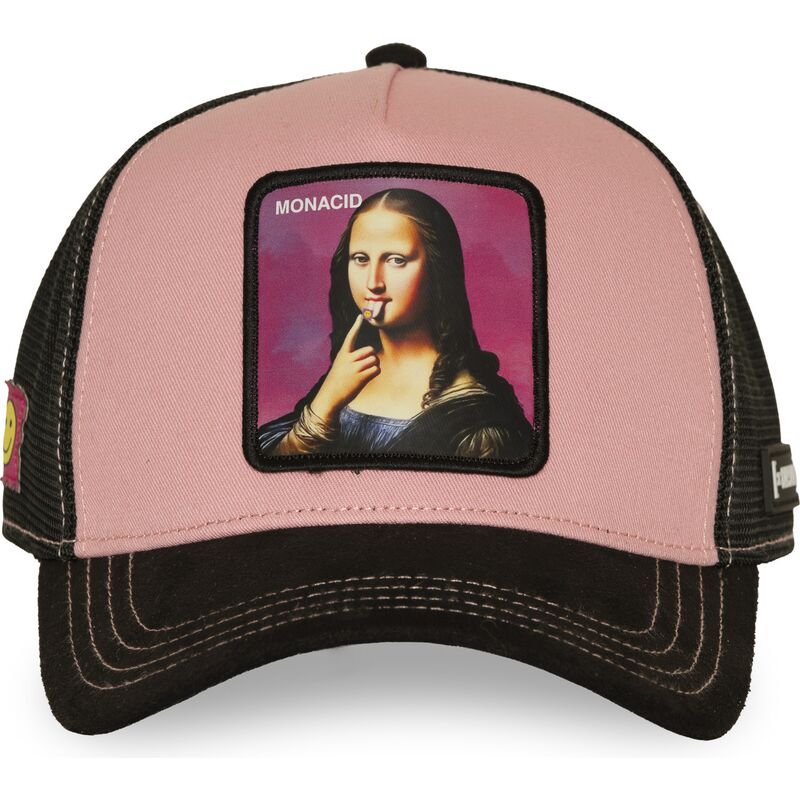 casquette-trucker-rose-et-noire-mona-lisa-acid-art1-mona-monacid-famous-capslab