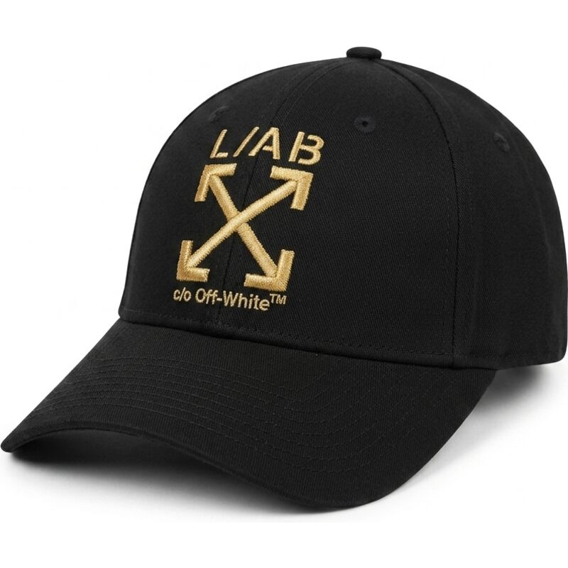 casquette-courbee-noire-ajustable-avec-logo-dore-clamp-arrows-twill-l-ab-c-o-off-white casquette-courbee-noire-ajustable-avec-logo-dore-clamp-arrows-twill-l-ab-c-o-off-white