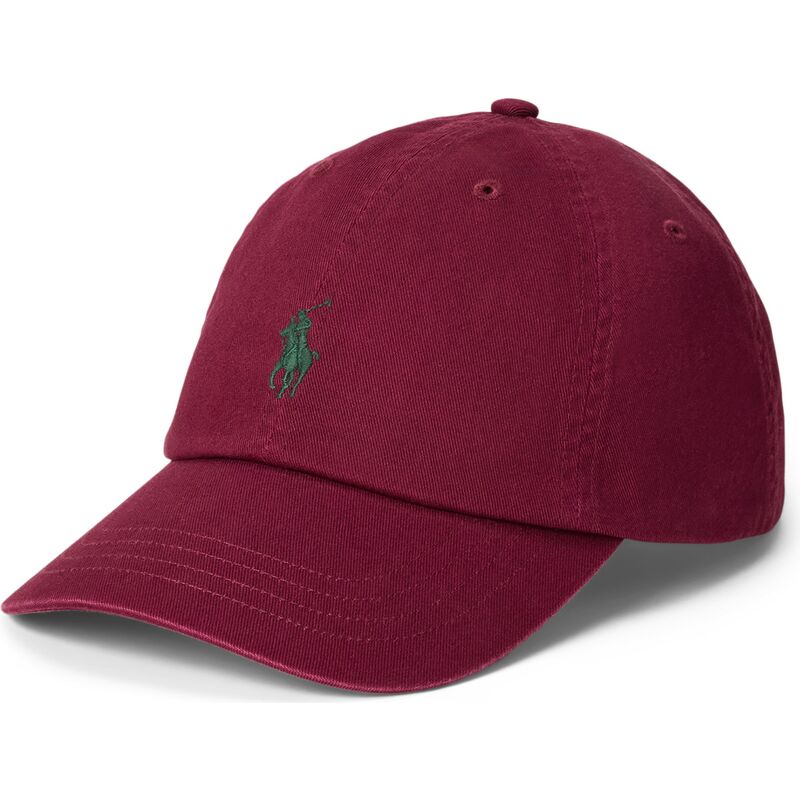 casquette-courbee-grenat-rouge-ajustable-avec-logo-vert-cotton-chino-classic-sport-polo-ralph-lauren