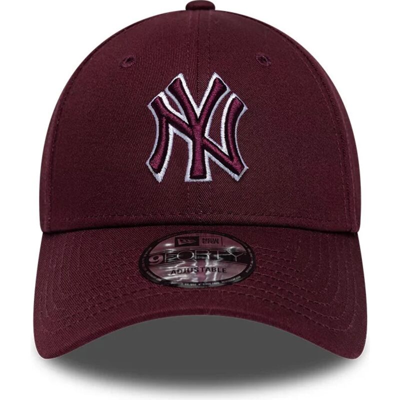 casquette-courbee-grenat-rouge-ajustable-avec-logo-grenat-9forty-team-outline-new-york-yankees-mlb-new-era