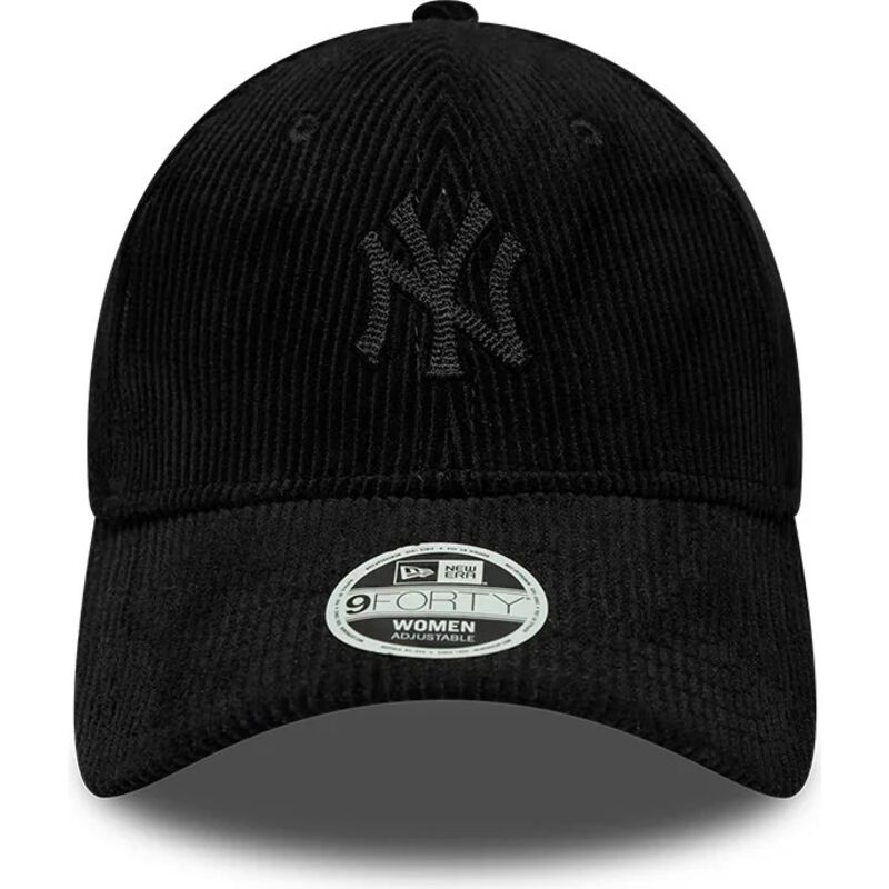 casquette-courbee-noire-ajustable-pour-femme-avec-logo-noir-9forty-cord-new-york-yankees-mlb-new-era casquette-courbee-noire-ajustable-pour-femme-avec-logo-noir-9forty-cord-new-york-yankees-mlb-new-era