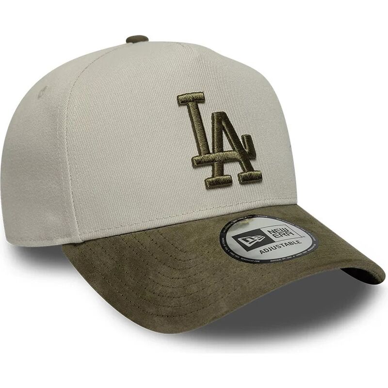 casquette-courbee-verte-et-beige-snapback-avec-logo-vert-e-frame-suede-visor-los-angeles-dodgers-mlb-new-era