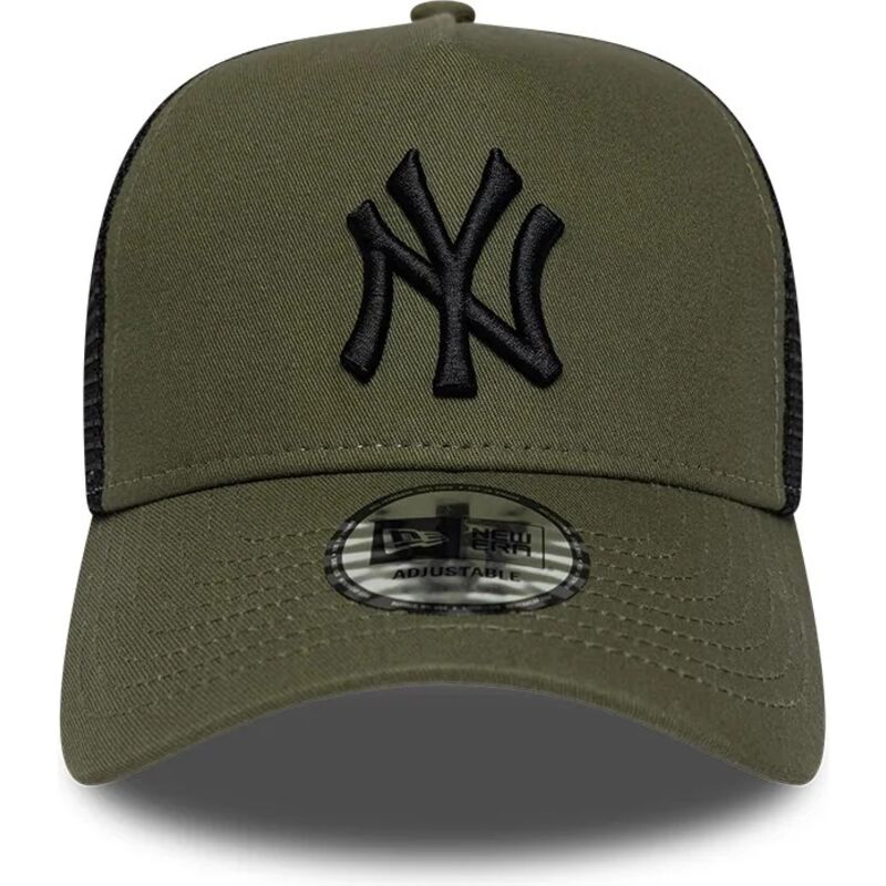 casquette-trucker-verte-et-noire-avec-logo-noir-a-frame-league-essential-new-york-yankees-mlb-new-era