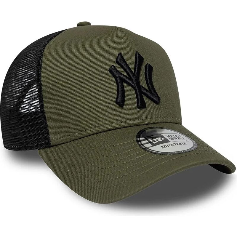 casquette-trucker-verte-et-noire-avec-logo-noir-a-frame-league-essential-new-york-yankees-mlb-new-era