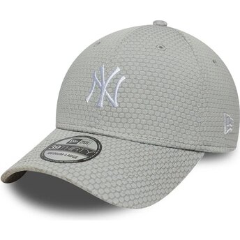Casquette courbée grise ajustée avec logo blanc 39THIRTY Stretch Mesh New York Yankees MLB New Era