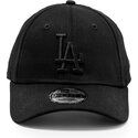 casquette-courbee-noire-ajustable-avec-logo-noir-9forty-league-essential-los-angeles-dodgers-mlb-new-era