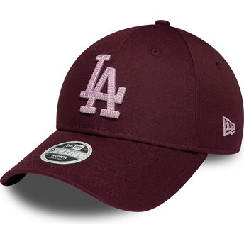 Casquette courbée grenat ajustable pour femme avec logo rose 9FORTY Metallic Los Angeles Dodgers MLB New Era