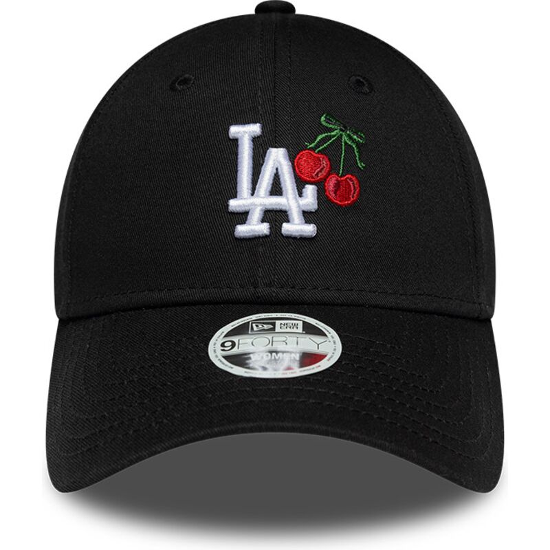 casquette-courbee-noire-ajustable-pour-femme-9forty-fruit-icon-cherry-los-angeles-dodgers-mlb-new-era