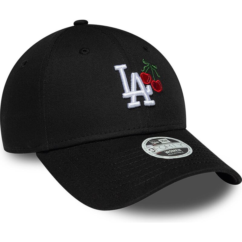 casquette-courbee-noire-ajustable-pour-femme-9forty-fruit-icon-cherry-los-angeles-dodgers-mlb-new-era