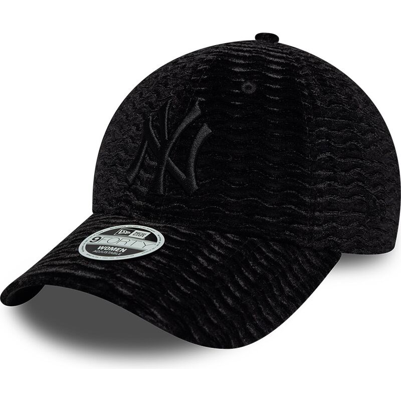 casquette-courbee-noire-ajustable-pour-femme-avec-logo-noir-9forty-velour-new-york-yankees-mlb-new-era