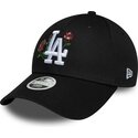 casquette-courbee-noire-snapback-pour-femme-9forty-rose-sequin-los-angeles-dodgers-mlb-new-era