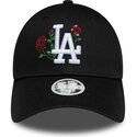 casquette-courbee-noire-snapback-pour-femme-9forty-rose-sequin-los-angeles-dodgers-mlb-new-era