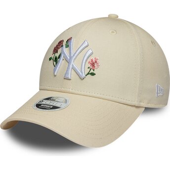 Casquette courbée beige snapback pour femme 9FORTY Rose Sequin New York Yankees MLB New Era
