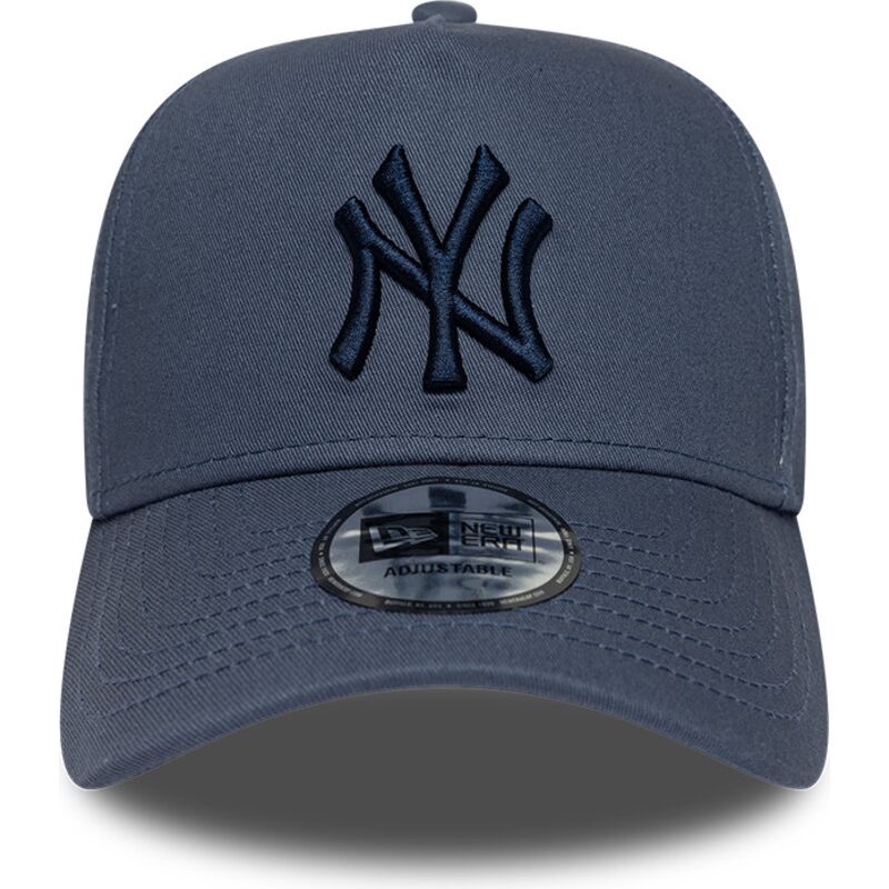 casquette-courbee-bleue-snapback-avec-logo-bleu-marine-e-frame-league-essential-new-york-yankees-mlb-new-era