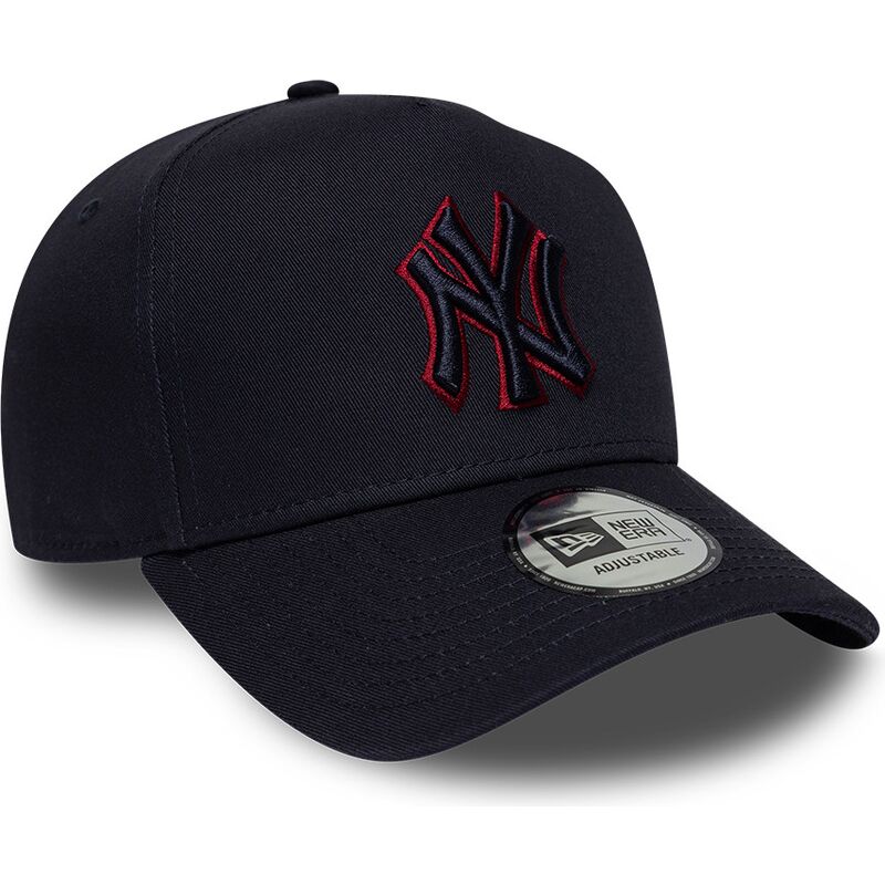 casquette-courbee-bleue-marine-snapback-avec-logo-rouge-e-frame-team-outline-new-york-yankees-mlb-new-era